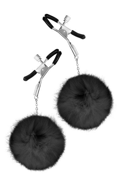 Sweet Caress - Pinza per Capezzoli Regolabile con Pon Pon - Nero