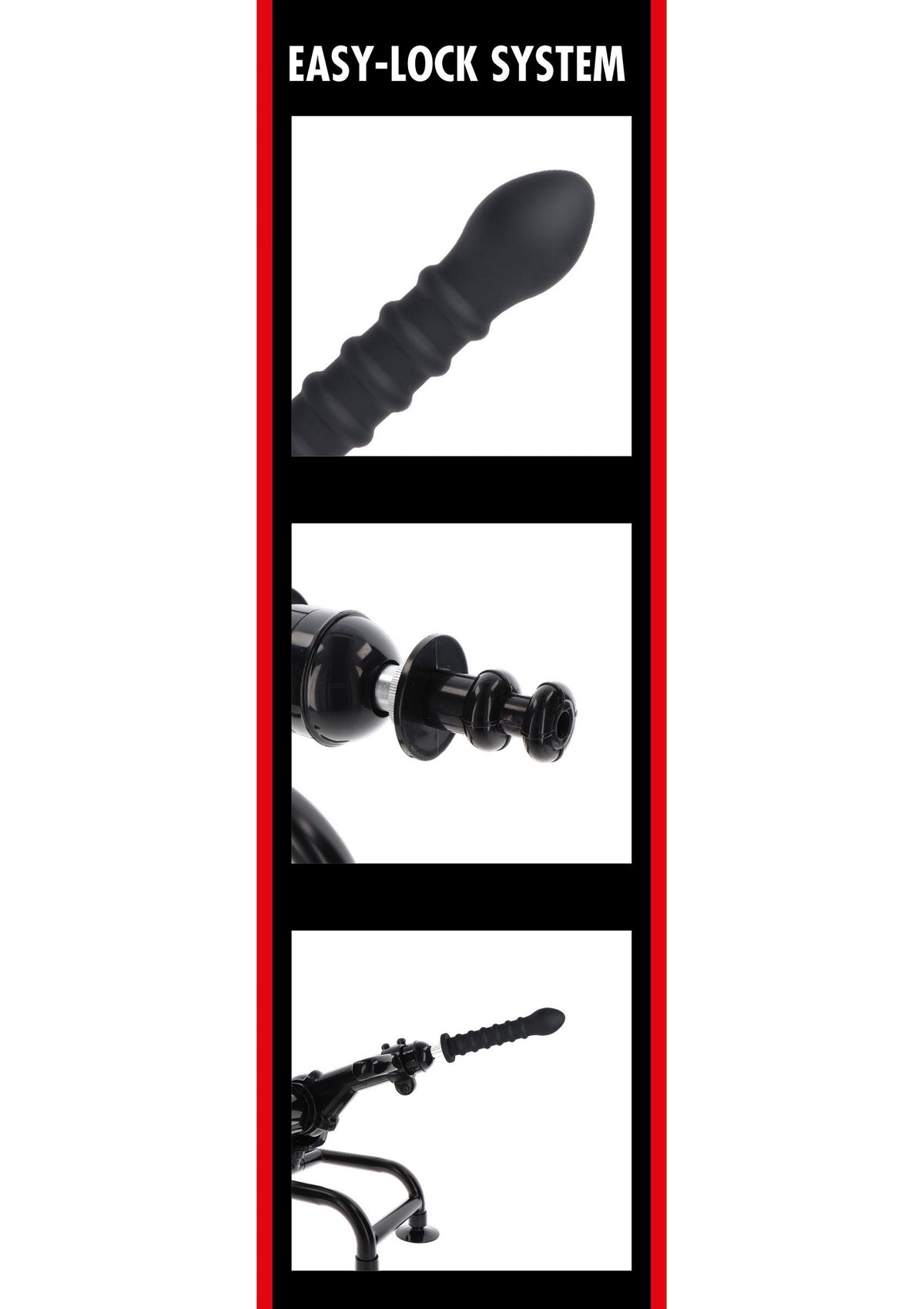 Dildo a coste Easy-Lock 19 cm nero